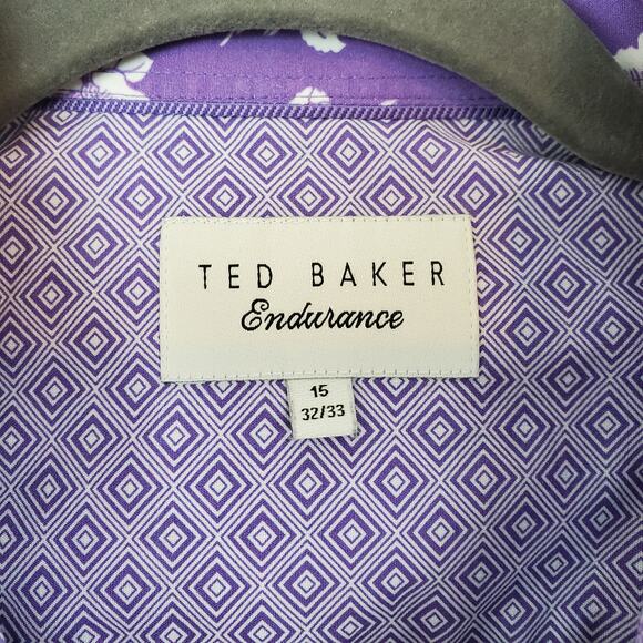 Ted Baker Endurance Dress Shirt Purple Polka Dot Spring Summer Classic Purple - Picture 9 of 11